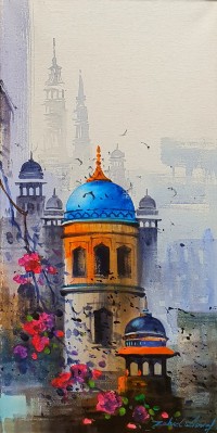 Zahid Ashraf, 12 x 24 inch, Acrylic on Canvas, Cityscape Painting, AC-ZHA-135